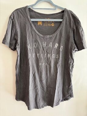 RVCA Women's Charcoal Scoop Neck Graphic Tee - No Hard Feelings